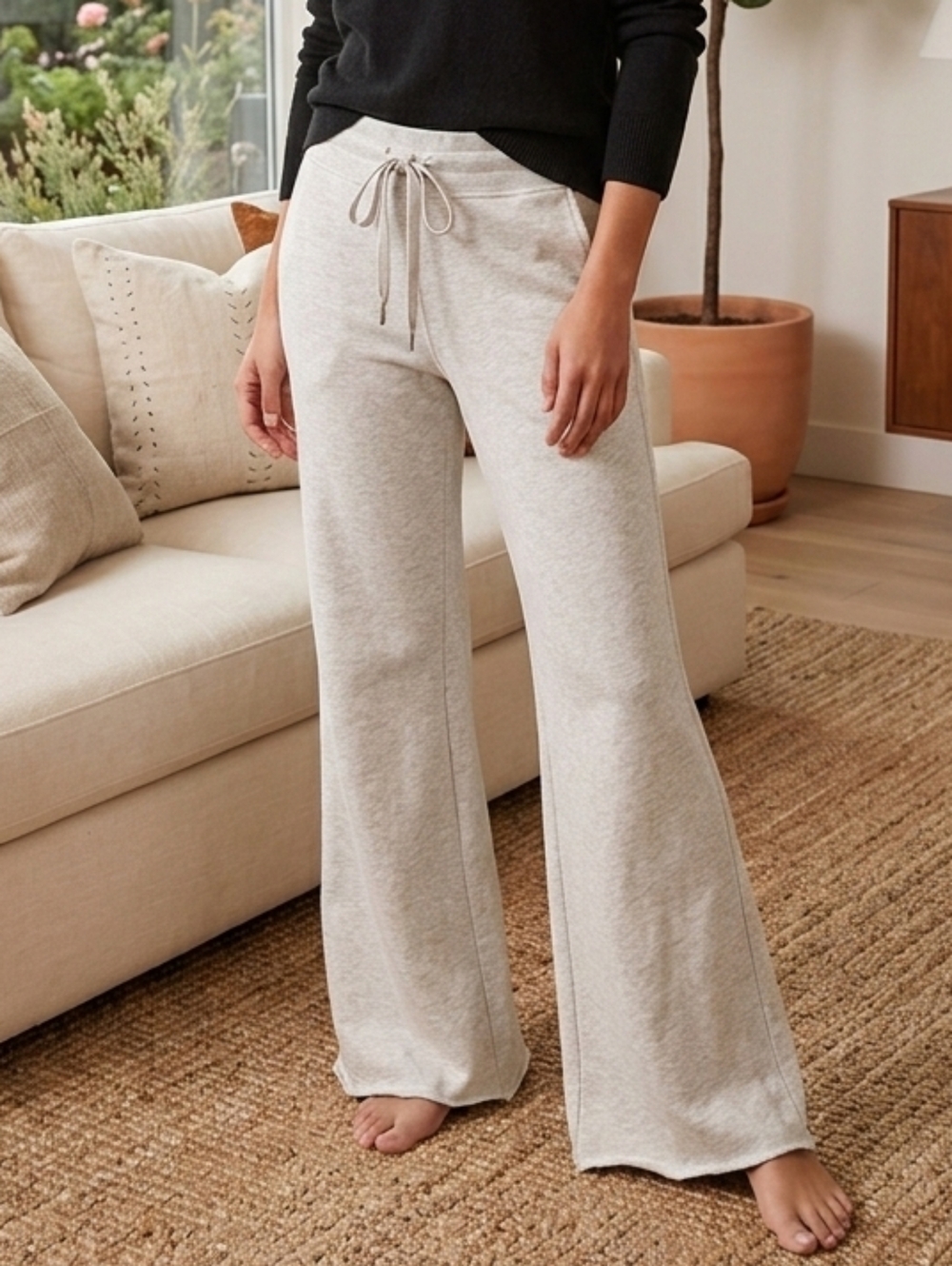 🎀Calvin Klein Light Gray Wide-Leg Drawstring Lounge Pants